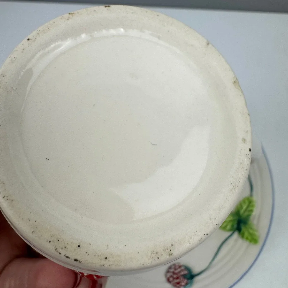 Vtg Strawberry Cup Saucer Ceramic Coffee Tea‎ Set Berry Cottagecore Kitchen